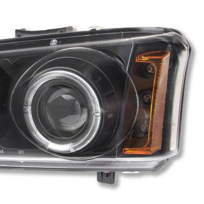 Chevy Silverado 2003-2006 Black Dual Halo Projector Headlights with LED