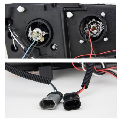 Chevy Silverado 2003-2006 Black Dual Halo Projector Headlights with LED