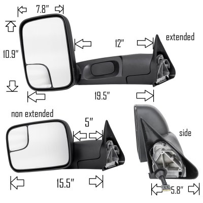 Dodge Ram 1994-1997 Towing Mirrors Power