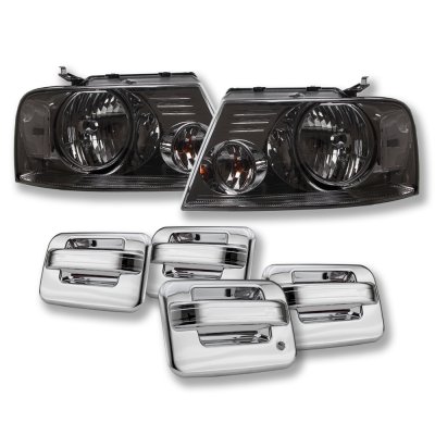 Ford F150 SuperCrew 2004-2008 Smoked Headlights and Chrome Door Handle Cover