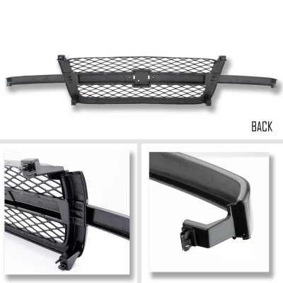 Chevy Avalanche 2003-2006 Black Grille and Headlights Bumper Lights