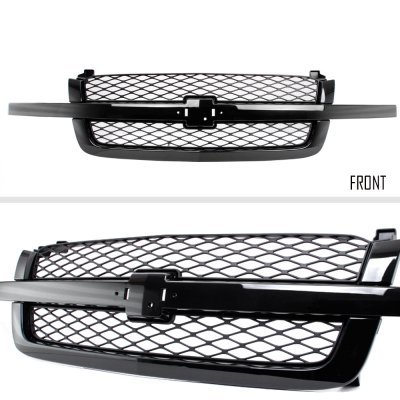 Chevy Silverado 2500HD 2003-2004 Black Grille and Smoked Headlights Bumper Lights