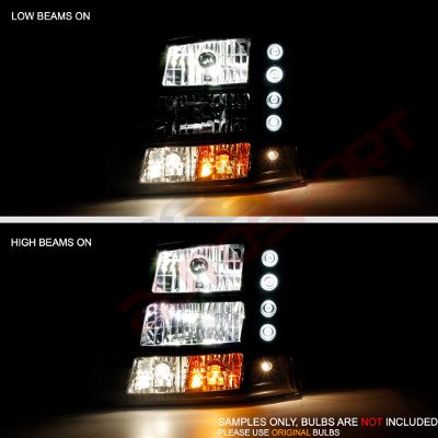 Chevy Silverado 3500 2003-2004 Black Front Grill and Smoked Headlights Conversion