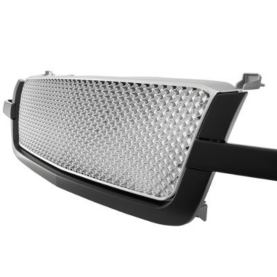 Chevy Silverado 1500HD 2003-2004 Black Grille Silver Mesh