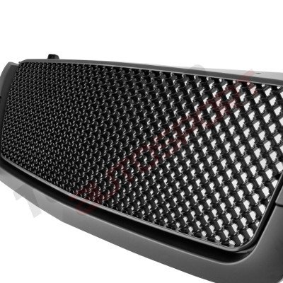 Chevy Avalanche 2003-2006 Black Mesh Grille and Halo Projector Headlights LED DRL Bumper Lights