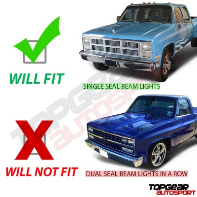 Chevy C10 Pickup 1980-1987 Blue LED Black Chrome Sealed Beam Headlight Conversion