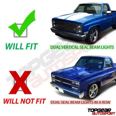 Chevy C10 Pickup 1981-1987 Red Halo Sealed Beam Projector Headlight Conversion Low and High Beams