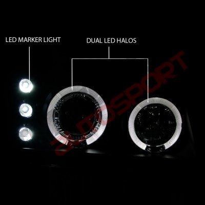 Chevy Silverado 2500 2003-2004 Black Mesh Grille and Projector Headlights