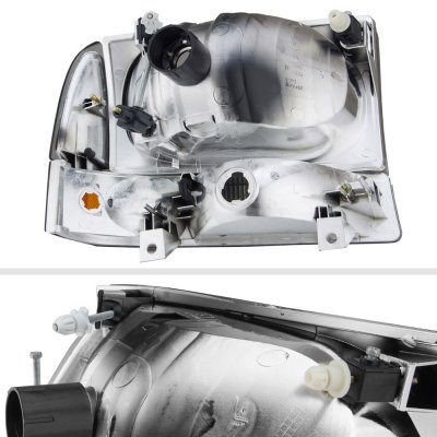 Ford F250 Super Duty 1999-2004 Headlights and LED Tail Lights Red Clear