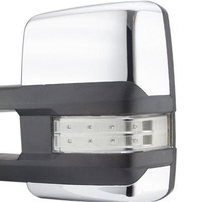GMC Sierra 2500HD 2001-2002 Chrome Towing Mirrors Clear LED Lights Power Heated