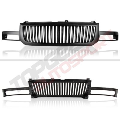 GMC Sierra 1500HD 2005-2006 Black Vertical Grille and Headlights Set