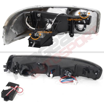 GMC Sierra 1500HD 2005-2006 Black Vertical Grille and Headlights LED DRL Bumper Lights