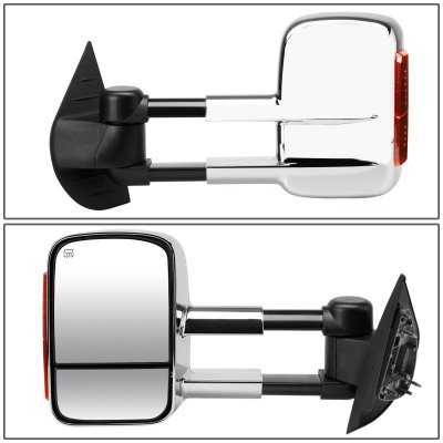 Chevy Silverado 2500HD 2007-2014 Chrome Power Heated Towing Mirrors with Turn Signal Lights