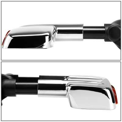Chevy Silverado 2500HD 2007-2014 Chrome Power Heated Towing Mirrors with Turn Signal Lights