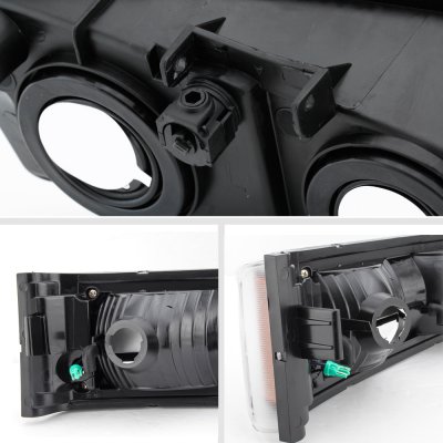 Chevy Silverado 1500HD 2003-2006 Black Headlights and LED Bumper Lights