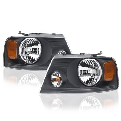 Ford F150 2004-2008 Black Euro Headlights