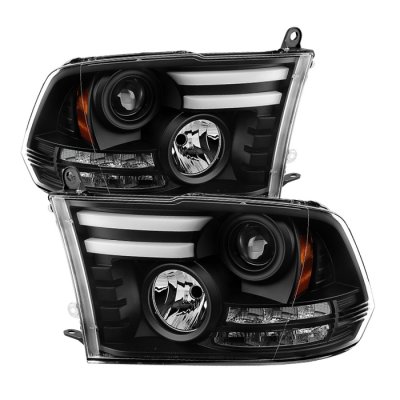 Dodge Ram 2013-2018 Black HID Projector Headlights Tube DRL