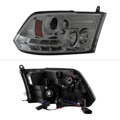 Dodge Ram 3500 2013-2018 Smoked Projector Headlights Tube DRL
