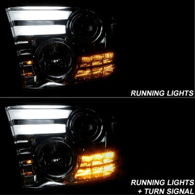 Dodge Ram 3500 2013-2018 Smoked Projector Headlights Tube DRL