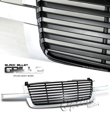 Chevy Silverado 2003-2005 Chrome Trim Black Billet Grille