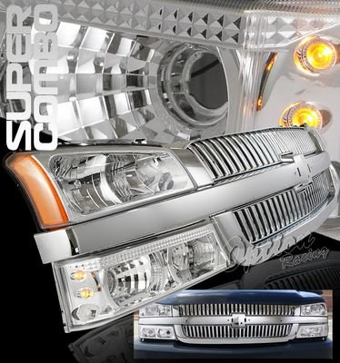 Chevy Avalanche 2003-2006 Chrome Grille and Euro Headlights with Bumper Lights