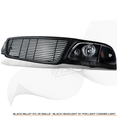 Ford Expedition 1999-2002 Black Billet Grille and Headlights