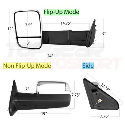 Dodge Ram 3500 2003-2009 Chrome Power Heated Towing Mirrors Signal Lights