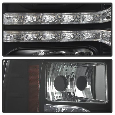 Chevy Silverado 2500HD 2007-2013 Black Projector Headlights LED DRL Facelift