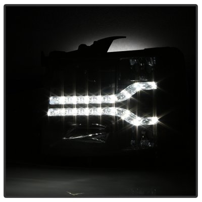 Chevy Silverado 2500HD 2007-2013 Black Projector Headlights LED DRL Facelift