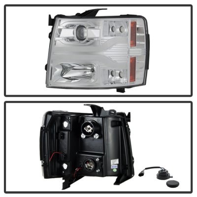 Chevy Silverado 3500HD 2007-2013 Clear Projector Headlights DRL Tube Facelift