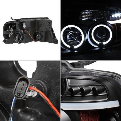 Ford F150 2004-2008 Black Smoked Halo Projector Headlights with LED