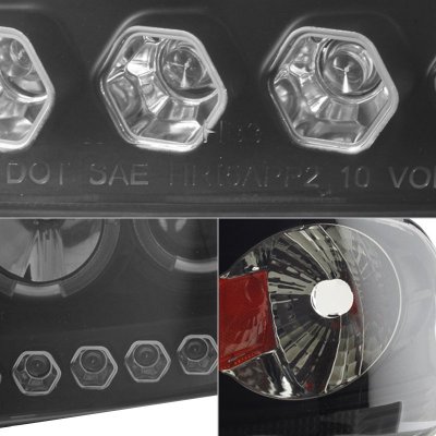 Ford Expedition 1997-2002 Black Smoked Halo Projector Headlights LED