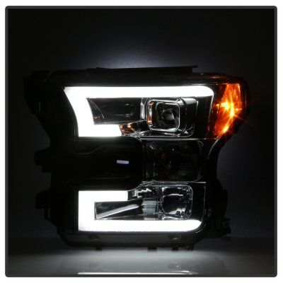 Ford F150 2015-2017 Smoked Projector Headlights LED DRL Tube