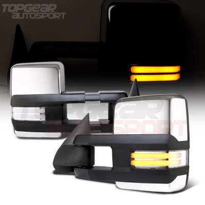 Chevy Silverado 2003-2006 Chrome Towing Mirrors Clear LED DRL Power Heated