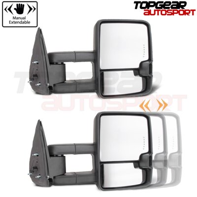 GMC Yukon Denali 1999-2000 Chrome Power Towing Mirrors Clear LED Running Lights