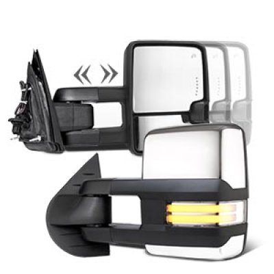 Chevy Silverado 2500HD 2015-2019 Chrome Towing Mirrors Clear LED DRL Power Heated