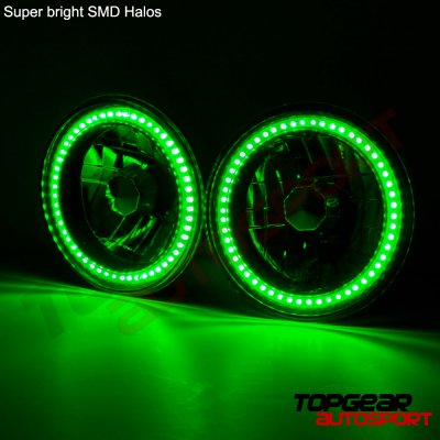Suzuki Samurai 1986-1995 Green SMD LED Black Chrome Sealed Beam Headlight Conversion