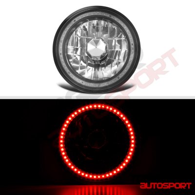 VW Beetle 1971-1979 Red SMD LED Black Chrome Sealed Beam Headlight Conversion