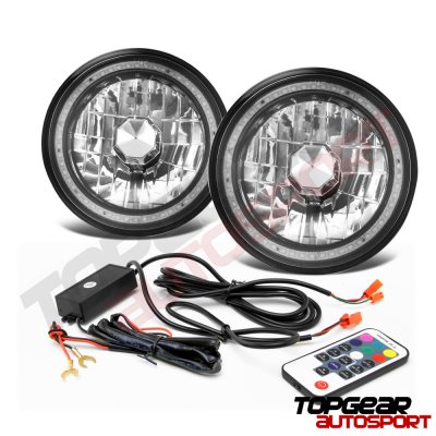 Porsche 928 1978-1986 Color SMD LED Black Chrome Sealed Beam Headlight Conversion Remote