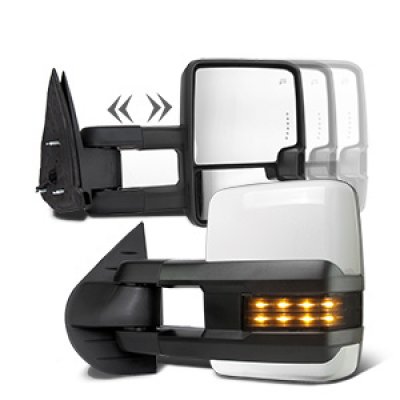Chevy Silverado 2500HD 2007-2014 White Towing Mirrors Smoked LED Lights Power Heated
