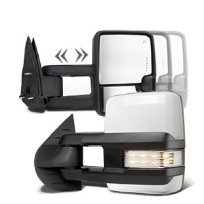 Chevy Suburban 2007-2014 White Towing Mirrors Clear LED Lights Power Heated