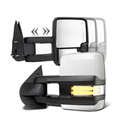 Chevy Silverado 2007-2013 White Towing Mirrors Clear LED DRL Power Heated