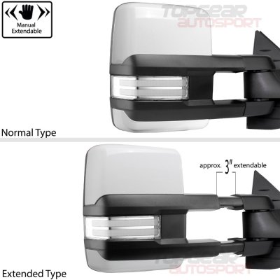 Chevy Silverado 2007-2013 White Towing Mirrors Clear LED DRL Power Heated