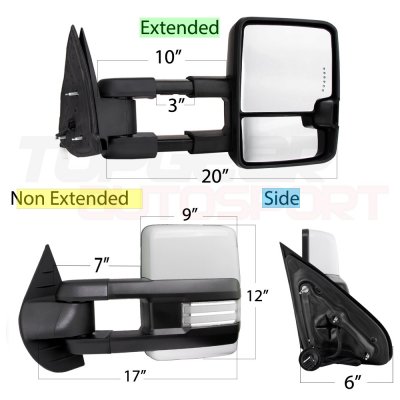 GMC Sierra 2007-2013 White Towing Mirrors Clear LED DRL Power Heated