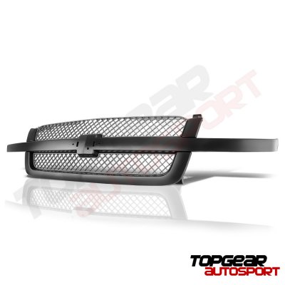 Chevy Silverado 2500HD 2003-2004 Black Gray Grille and Smoked Headlights Set