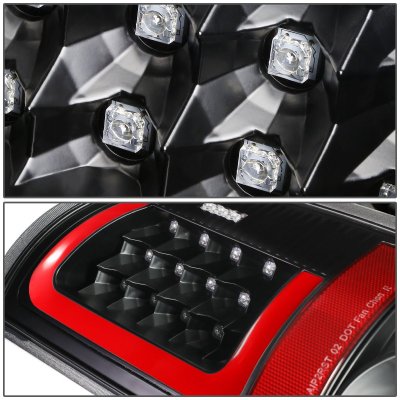 Dodge Ram 2007-2008 Black LED Tail Lights Red Tube
