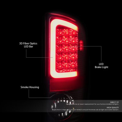 Dodge Ram 2500 2007-2009 Smoked LED Tail Lights Red Tube