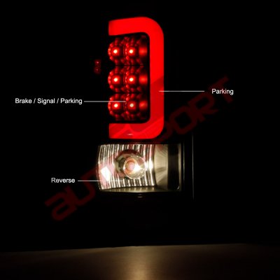 Dodge Ram 1994-2001 Black LED Tail Lights Red Tube