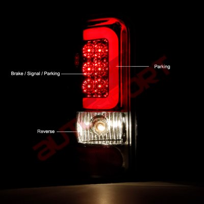 Dodge Ram 2500 1994-2002 Smoked LED Tail Lights Red Tube