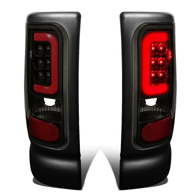 Dodge Ram 2500 1994-2002 Black Smoked LED Tail Lights Red Tube
